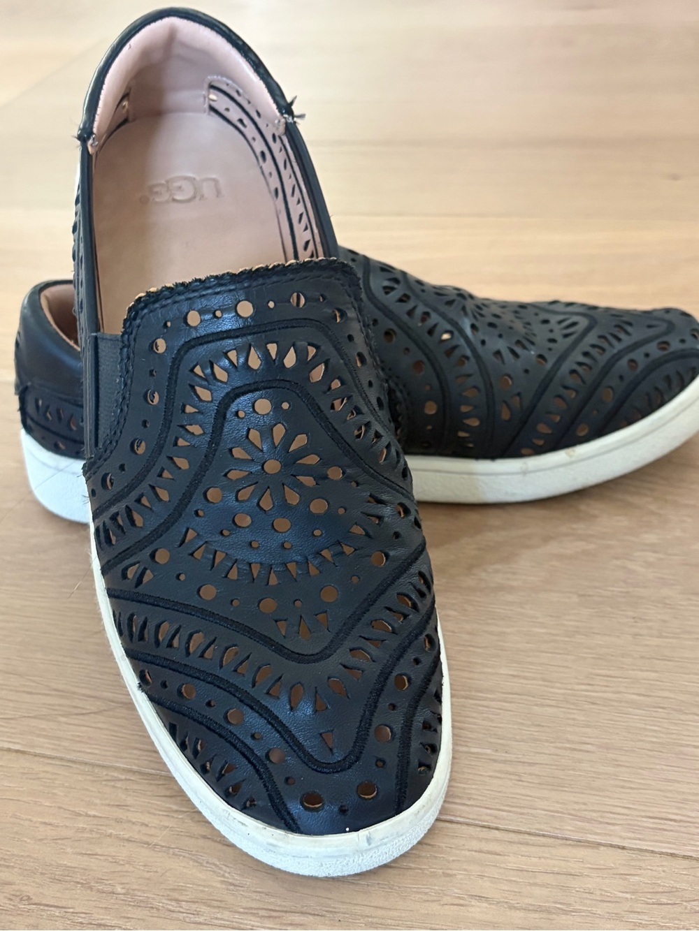 UGG Black Laser-Cut Slip-On Sneakers